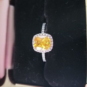 Lab created yellow topaz with cz accents